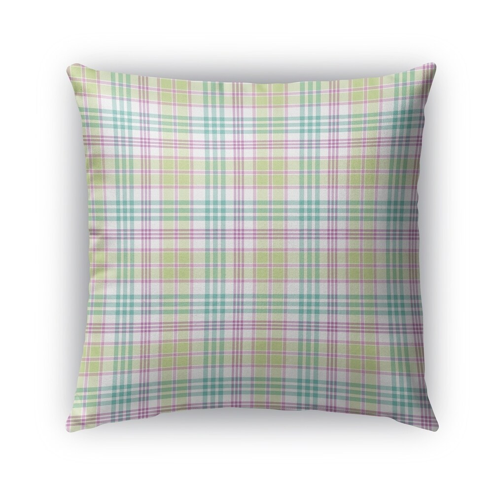 Kavka Designs greenpurpleblue floral plaid outdoor pillow with insert