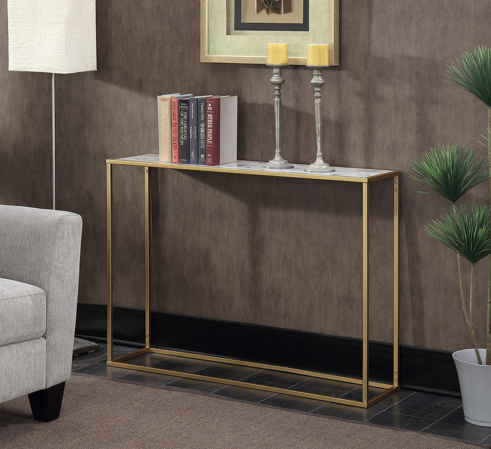 Convenience Concepts Gold Coast Faux Marble Top Console Table in Gold Metal   Contemporary   Console Tables   by ShopLadder  Houzz