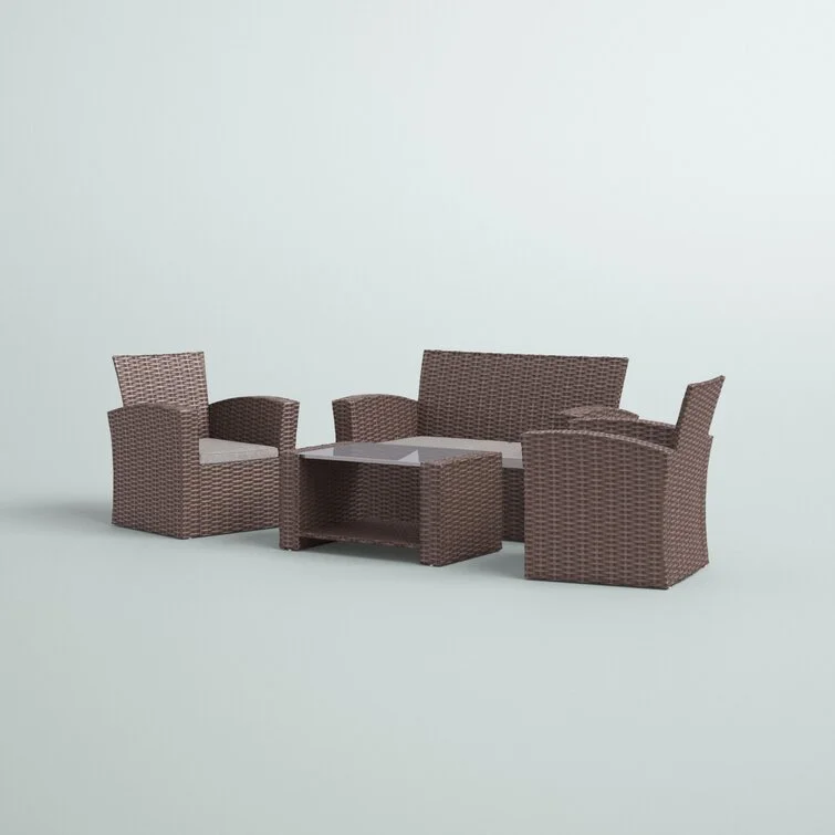 Charmain 4 Piece Rattan Sofa Seating Group with Cushions