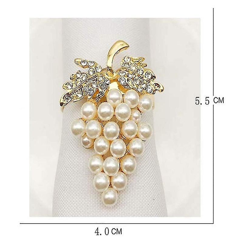 12 Pcs Pearl Napkin Rings Gold Grape Shape Napkin Buckle Holder Napkin Holders Wedding Party Table