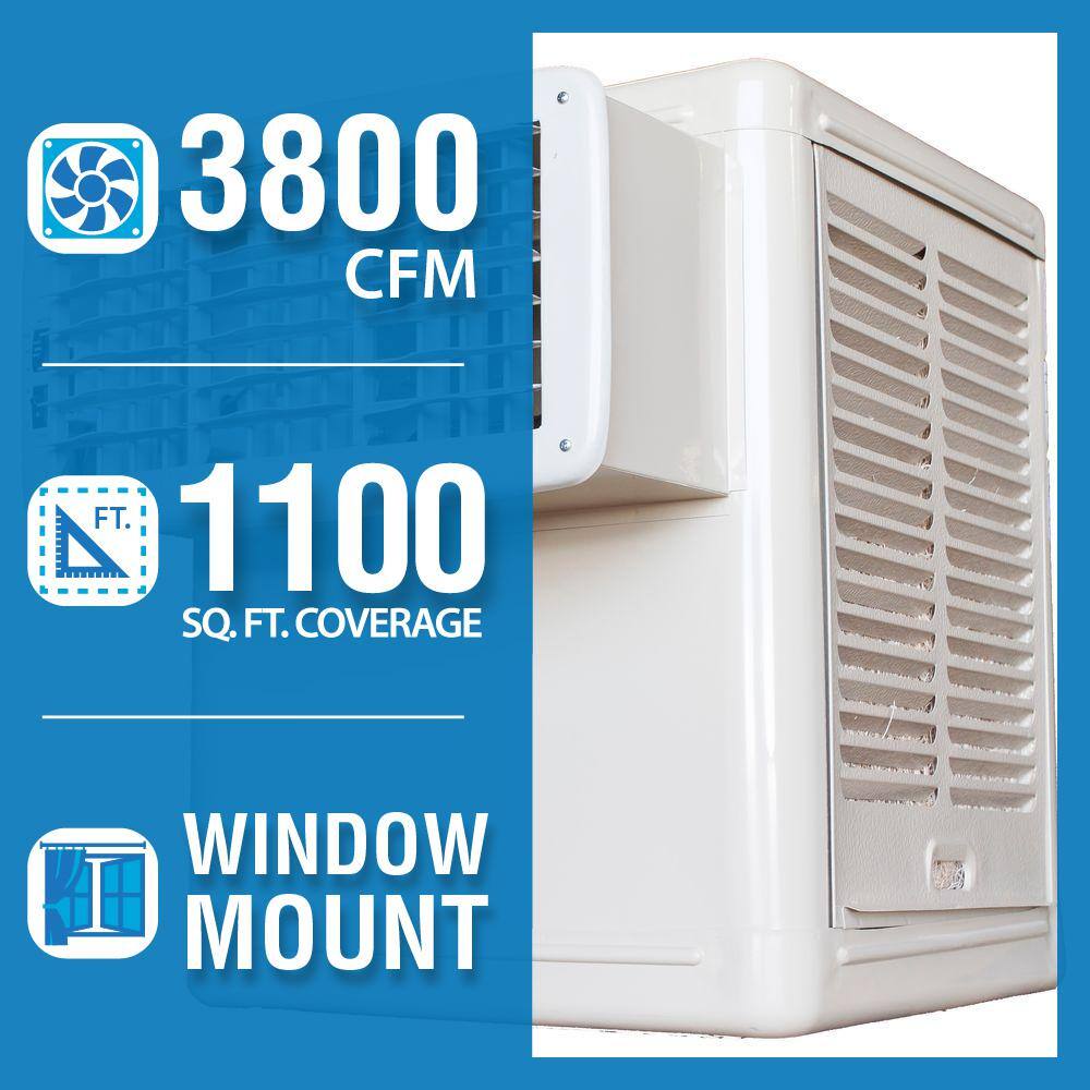 Hessaire 3800 CFM 115-Volt 2-Speed Aspen Window Evaporative Cooler for 1200 sq. ft. (with Motor) W3800