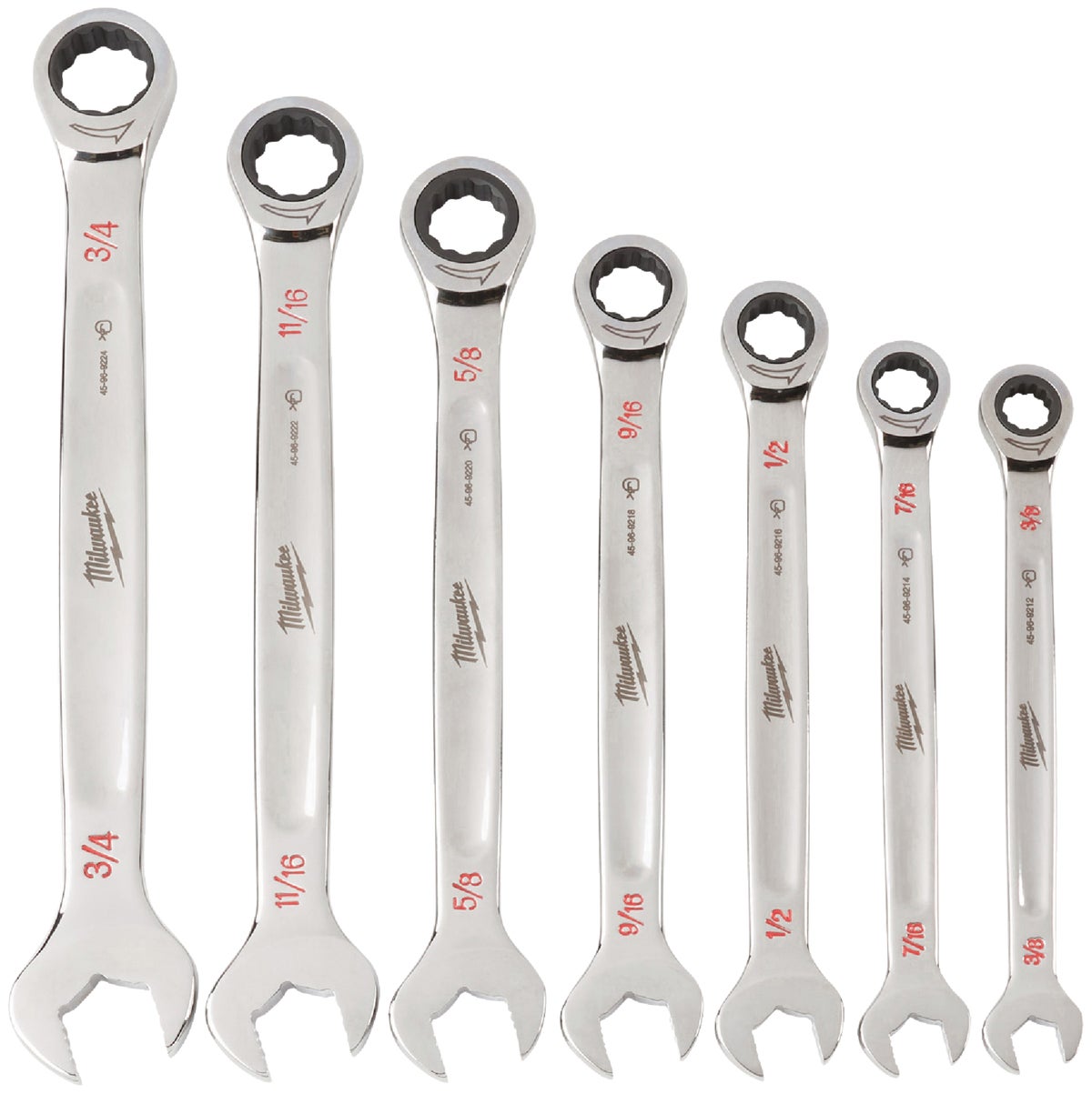 MW 7-Piece Standard Ratcheting Combination Wrench Set