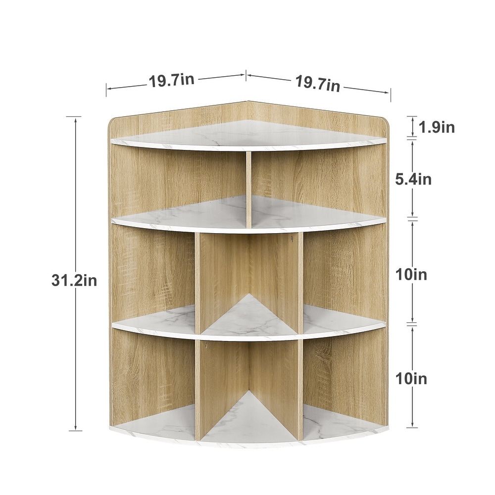 VECELO  4 Tier Nine Open Cube Wooden triangular shelves  Shelf Corner Bookshelf  Five Colors   19.7*19.7*31.2