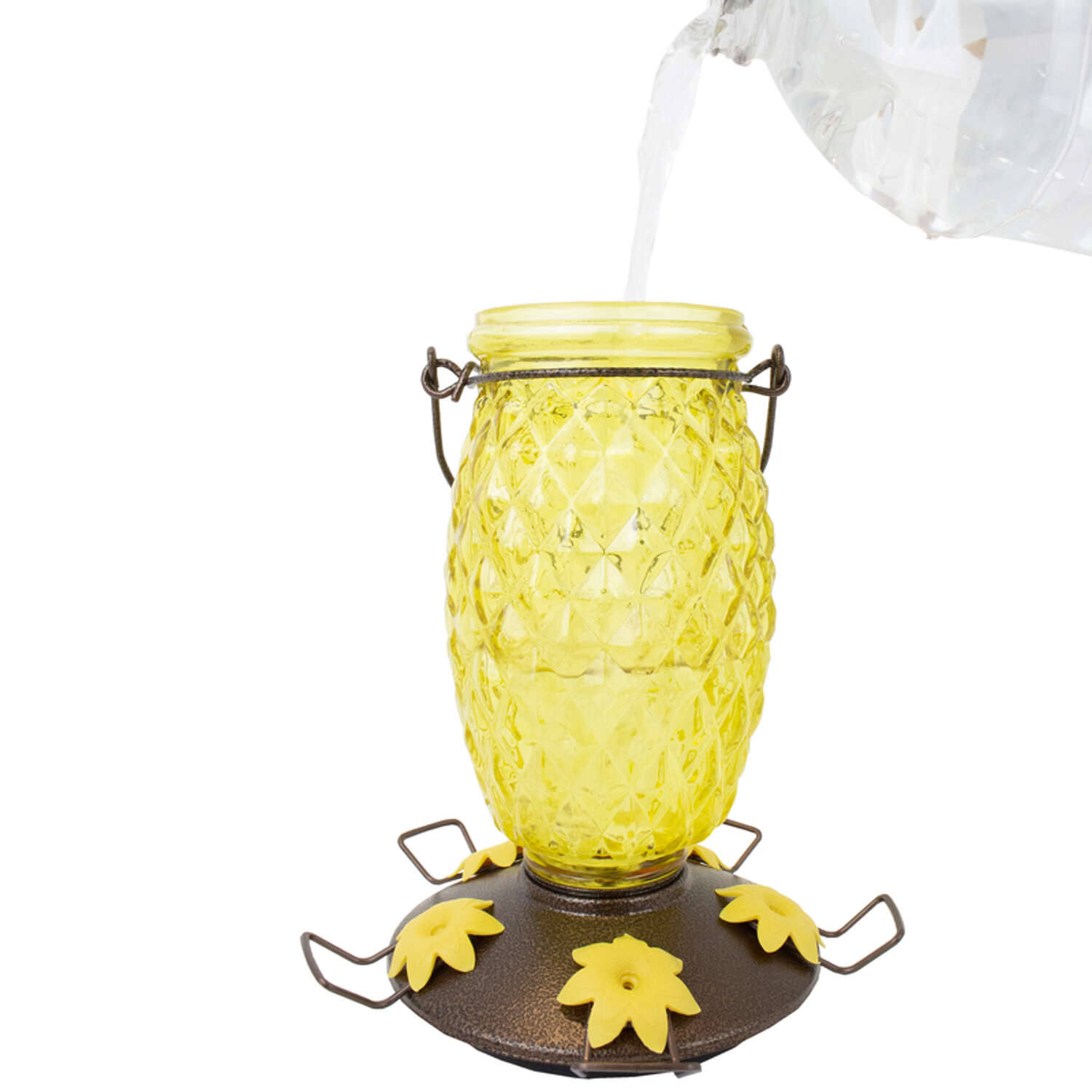 Perky-Pet Hummingbird 28 oz Glass/Plastic Pineapple Nectar Feeder 5 ports