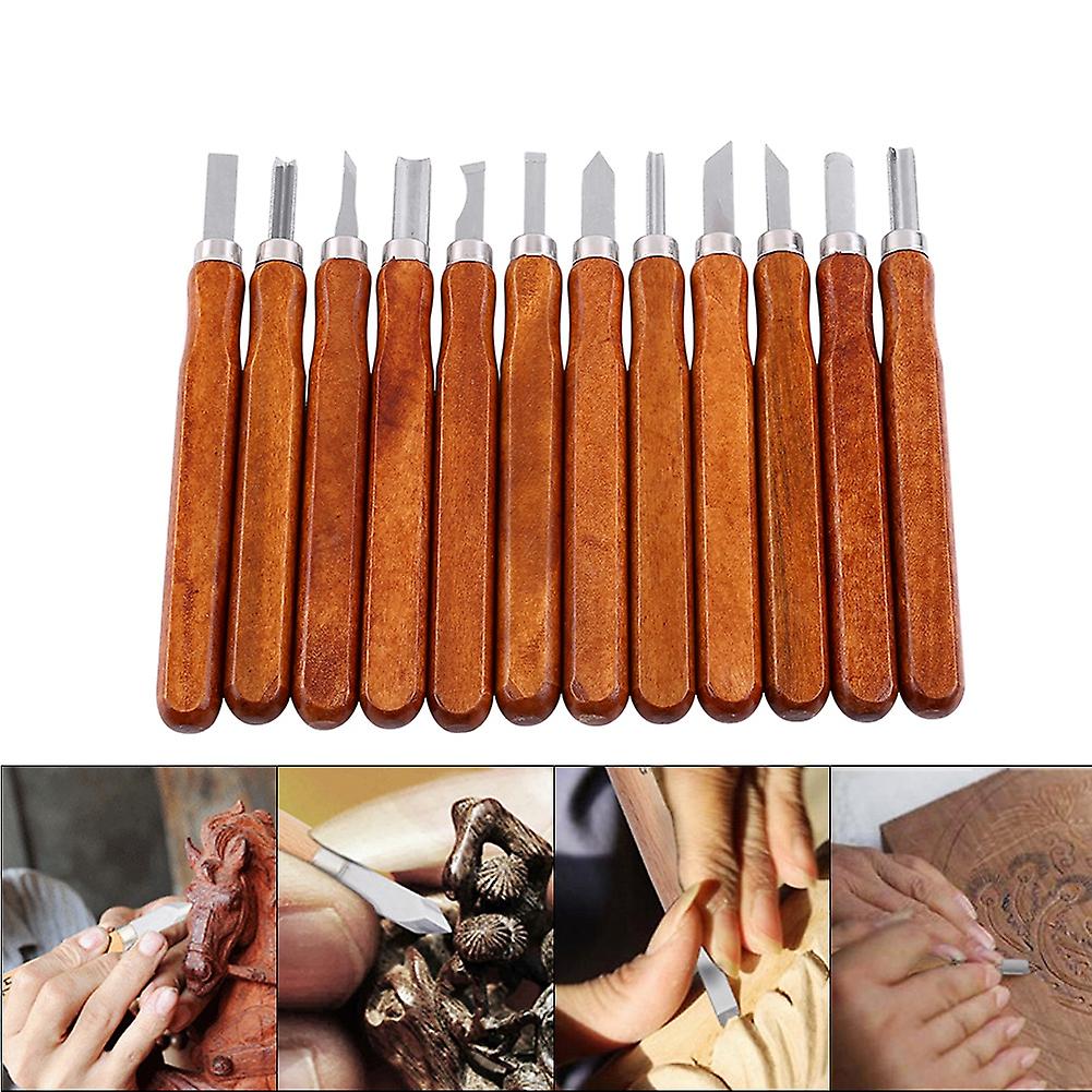 12pcs Woodcut Cutter Knife Set Hand Wood Carving Chisels For Woodworking Diy Tools