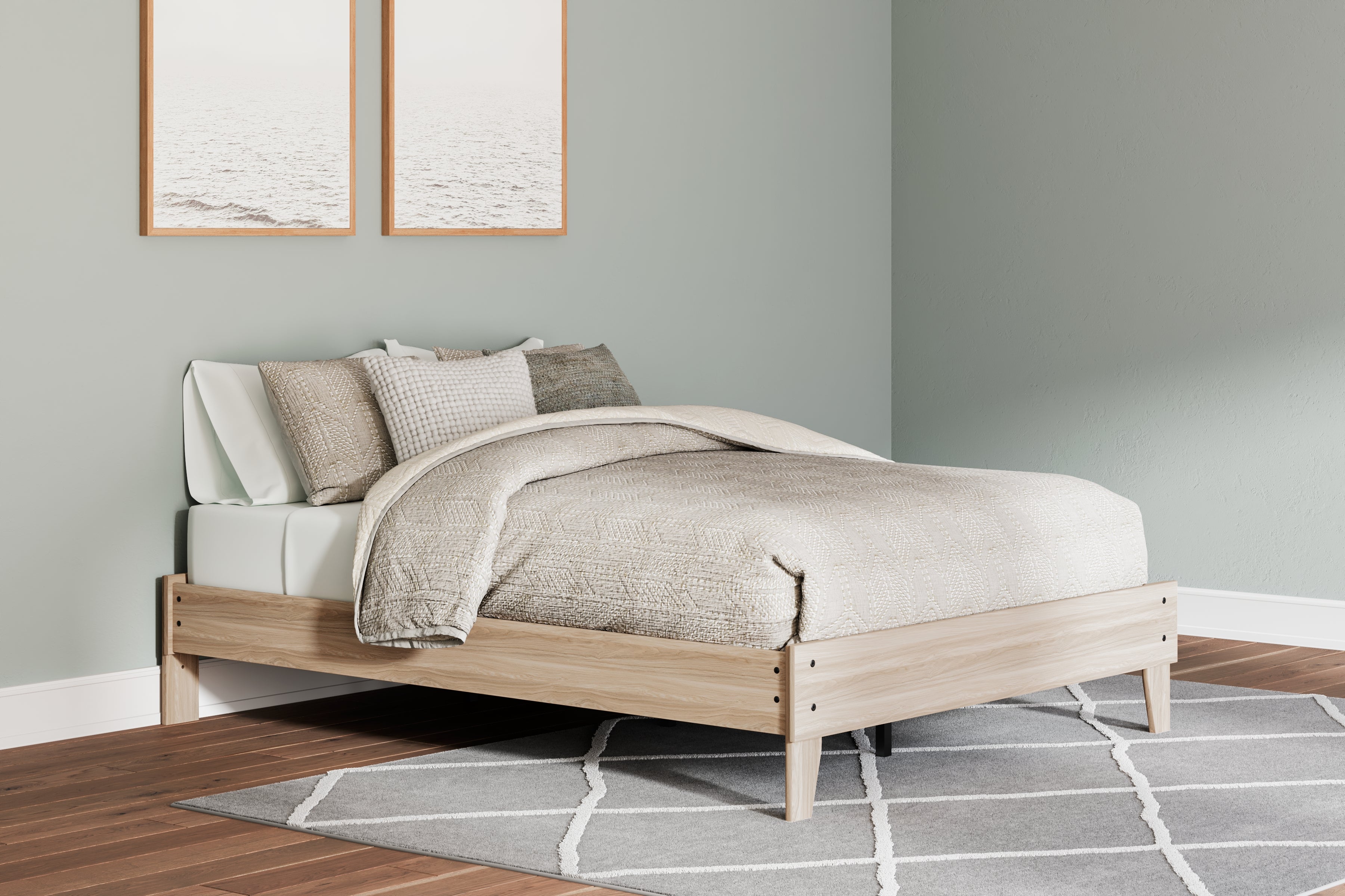 (Online Special Price) Battelle Tan Full Platform Bed