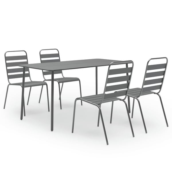 vidaXL 5 Piece Patio Dining Set Steel Dark Gray