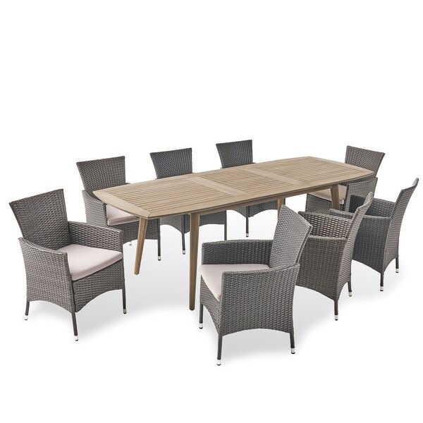 Algoma Wood and Wicker Outdoor 9piece Dining Set by Christopher Knight Home