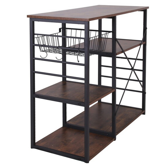 Wood and Metal Bakers Rack with 4 Shelves and Wire...