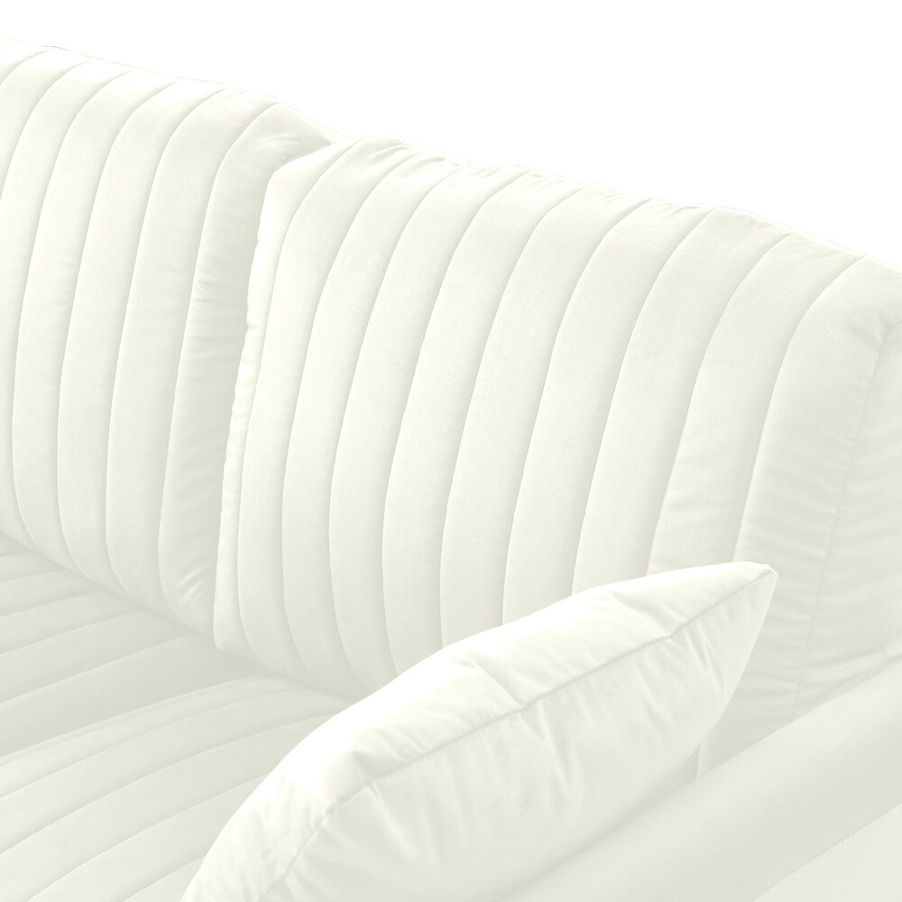 Luxurious Channel Tufted Loveseat Sofa  Reversible Cushions