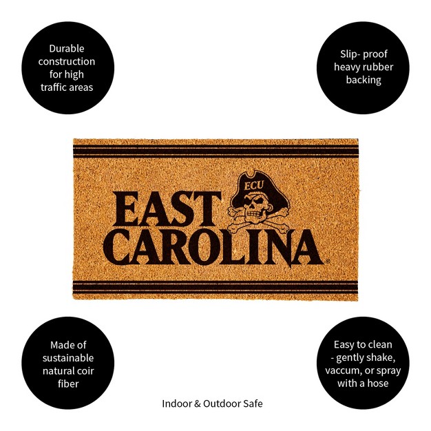 Evergreen East Carolina University Logo Turf Mat Brown 28 X 16 Inches Indoor Outdoor Doormat