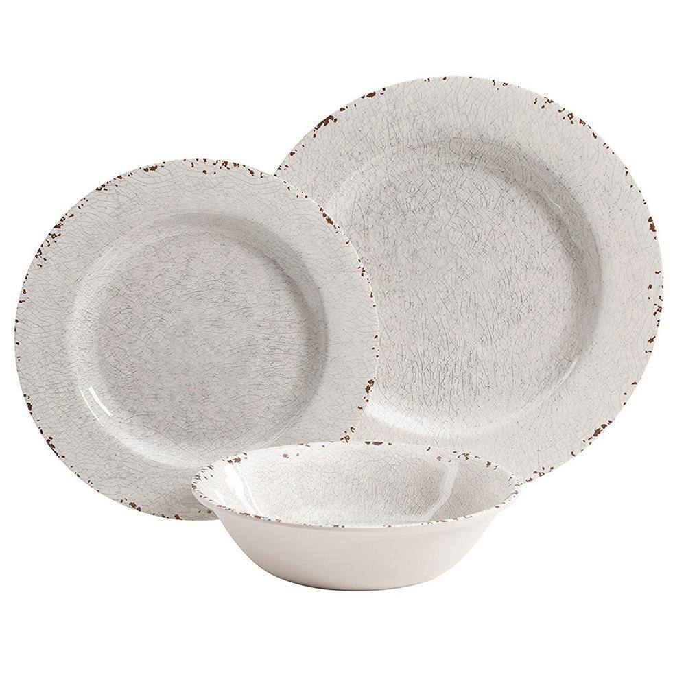 Studio California Mauna 12-Piece Casual White Melamine Outdoor Dinnerware Set (Service for 4) 985100475M