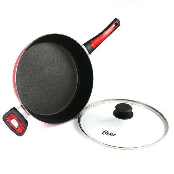 3.8 Quart Nonstick Saute Pan With Lid in Speckled Red