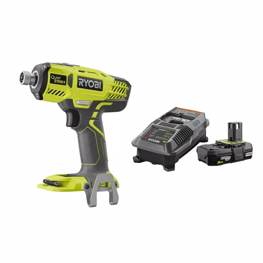 RYOBI 18-Volt ONE+ Cordless 1/4 in. Hex QuietSTRIKE Pulse Driver with Belt Clip with 2.0 Ah Battery and Charger Kit and#8211; XDC Depot