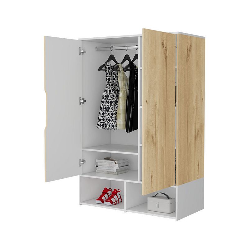 Rose Double Door Armoire， Hanging Rod， Seven Shelves