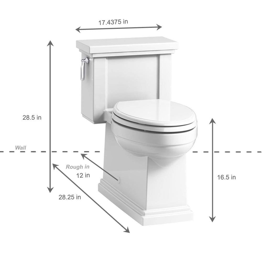 KOHLER Tresham 1-Piece 1.28 GPF Single Flush Elongated Toilet with AquaPiston Flush Technology in White Seat Included K-3981-0