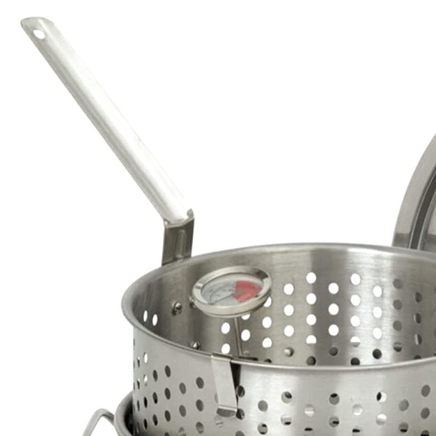 Bayou Classic Durable 10 Qt Stainless Steel Fry Pot perforated Basket 2 Pack