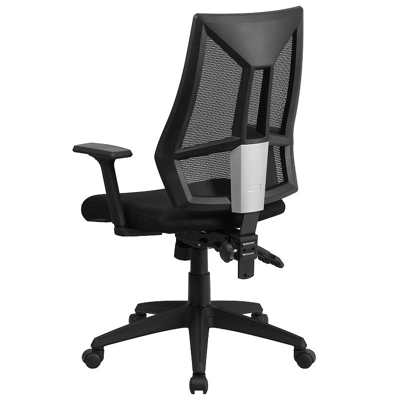 Emma and Oliver High Back Black Mesh Multifunction Ergonomic Task Office Chair with Arms