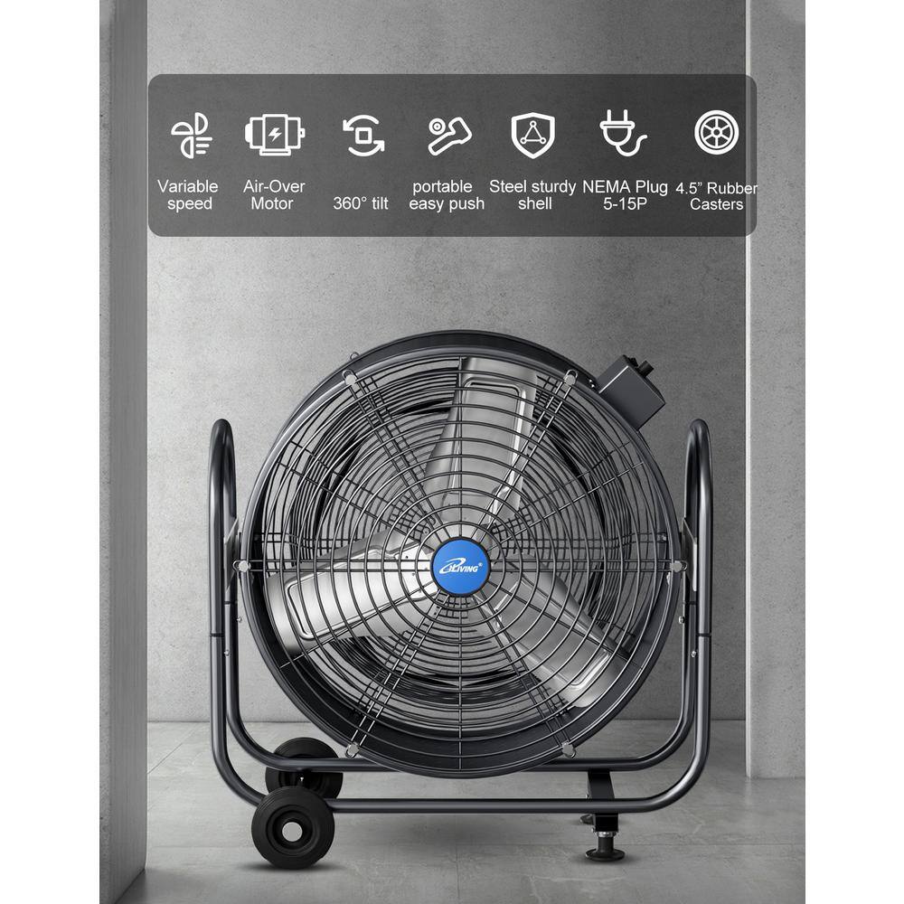 iLIVING 24 in. BLDC Air Circulator High Velocity Floor Fan 115-Volt ILG8M24-70EC