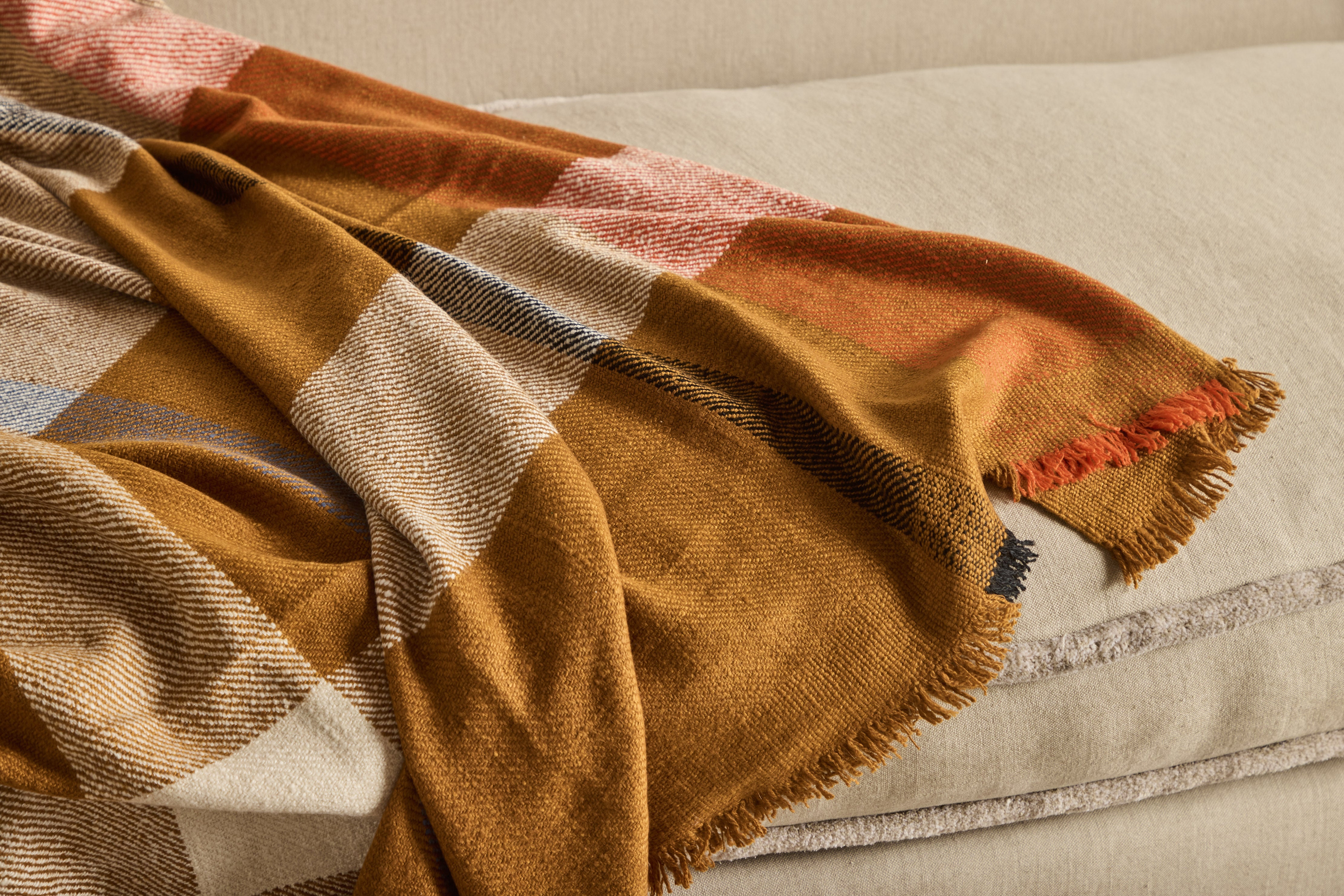 Cashmere Throw in Tartan Gold