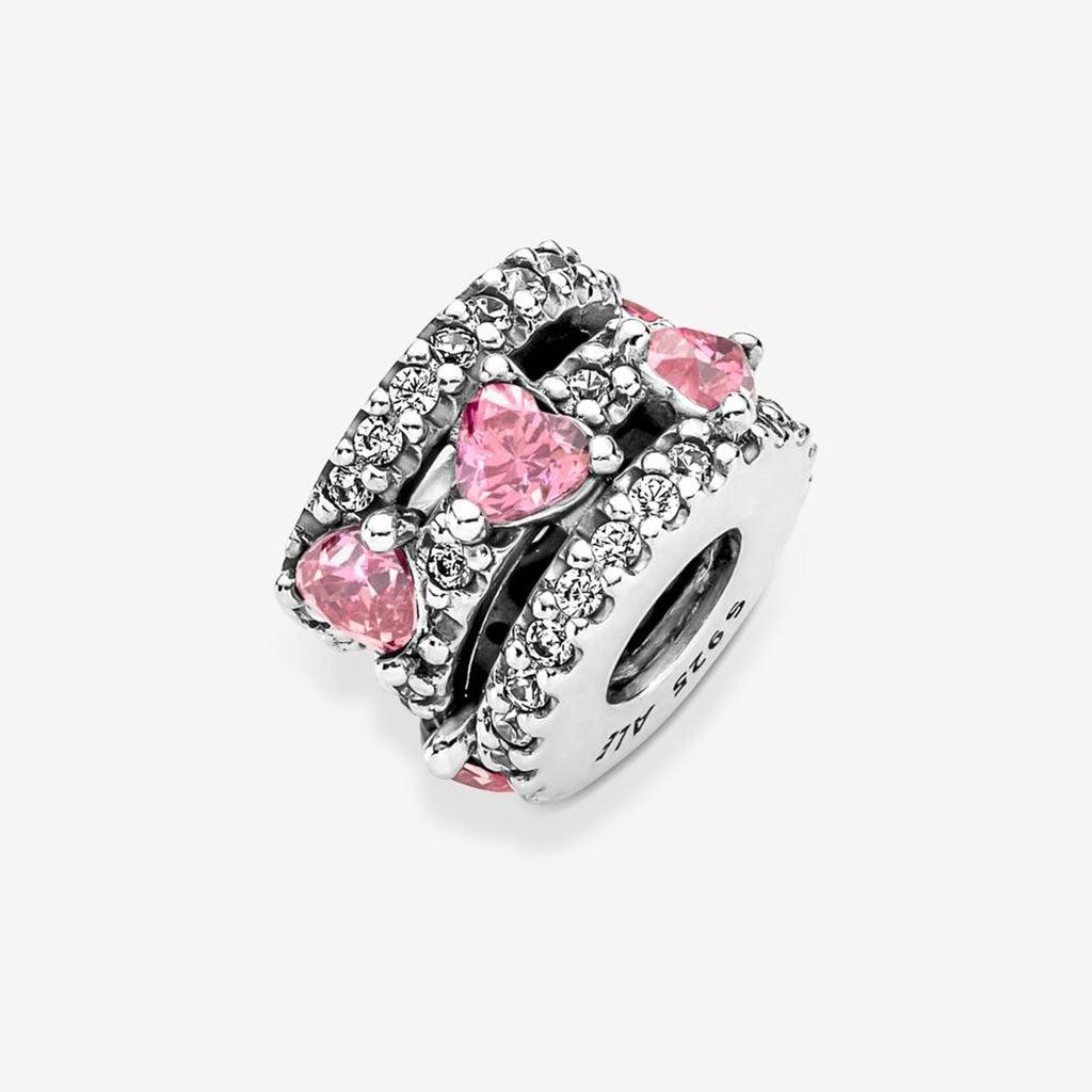 PANDORA  Sparkling Triple Halo Hearts Charm