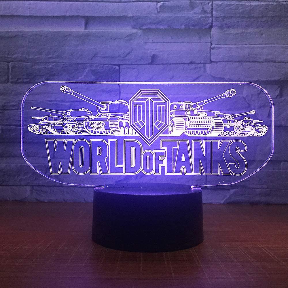 3d Tank Car Shape Night Light 7 Color Change Led Table Desk Lamp Acrylic Flat Abs Base Usb Charger Home Brithday Xmas Kid Children Gift