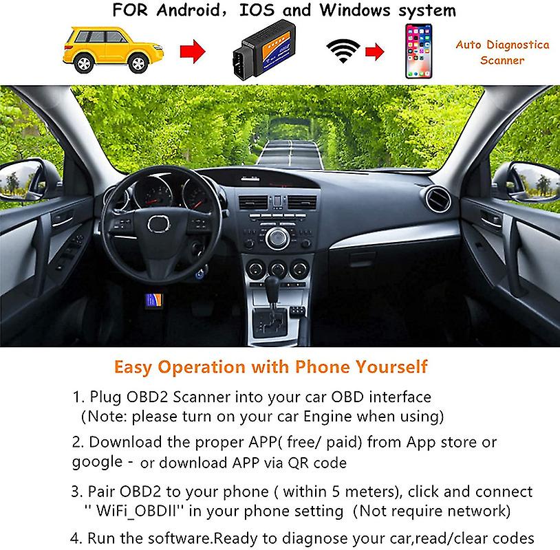 Car Wifi Obd2 Scanner Engine Fault Code Reader Adapter For Iphone Ios Android Windows Auto Check Engine Light Clear Obdii