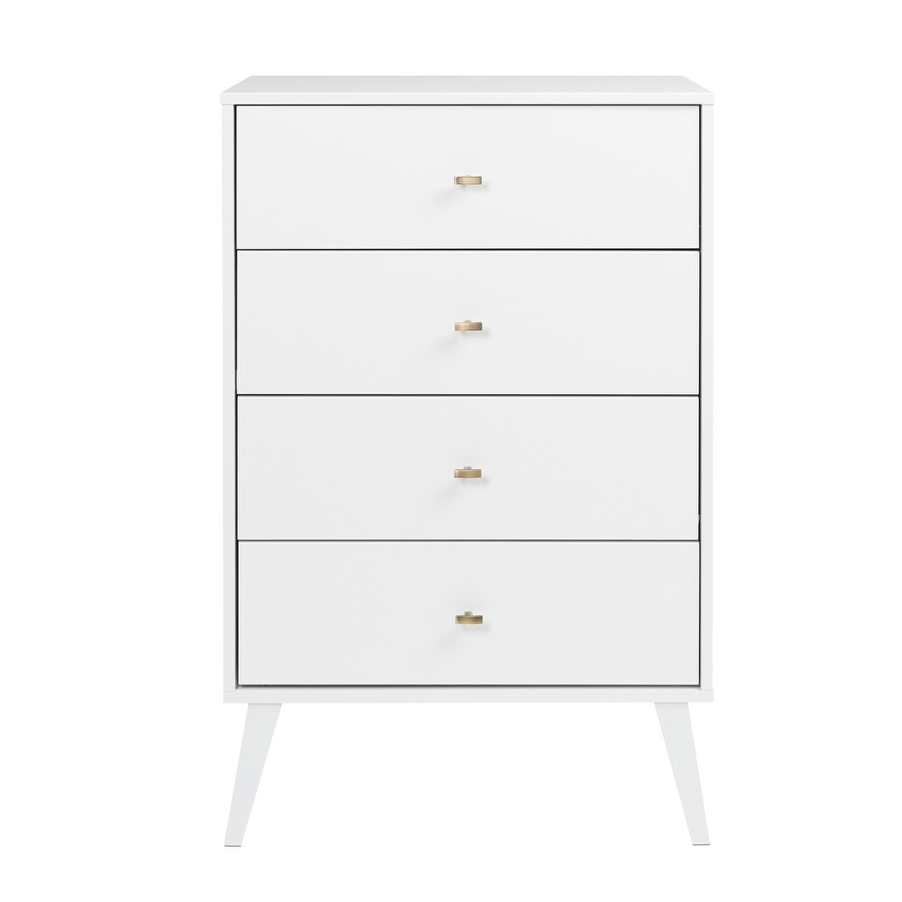 Prepac Milo Mid Century Modern 4 Drawer Chest of Drawers  Contemporary Bedroom Furniture  Small Dresser for Bedroom