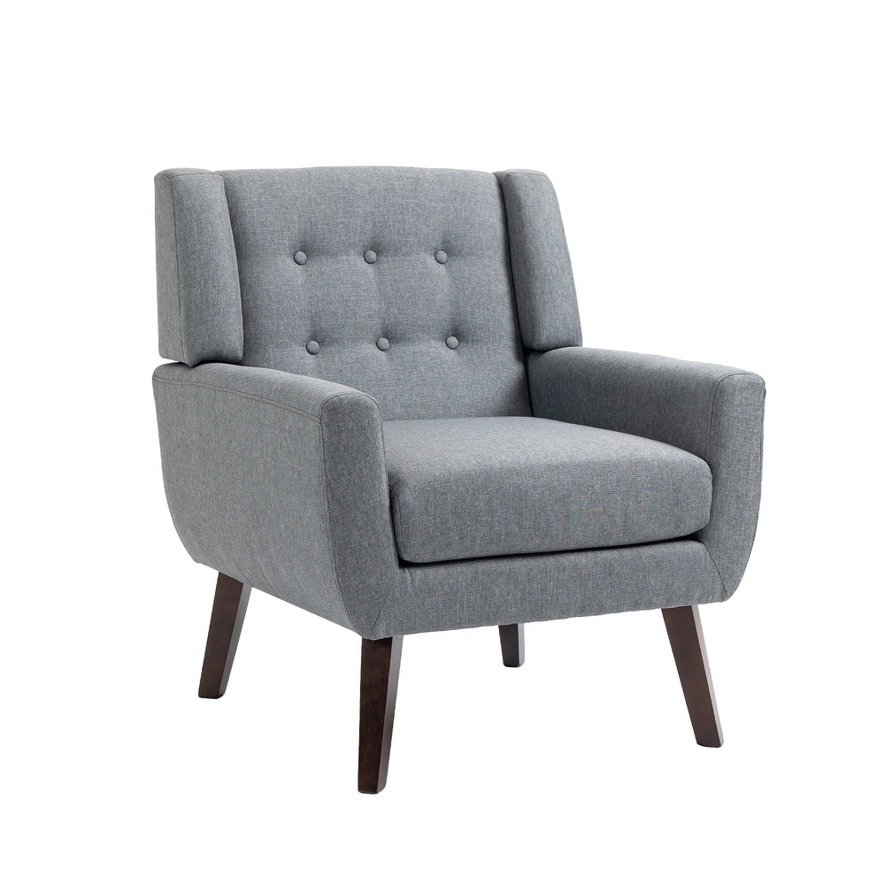 Modern Accent Chair Cotton Linen Upholstered Chair for Living Room