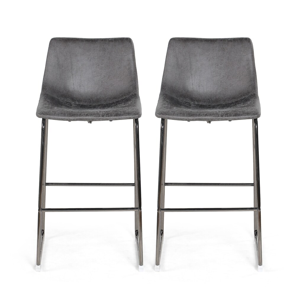 Cedric Modern Microfiber Bar Stool (Set of 2) by Christopher Knight Home