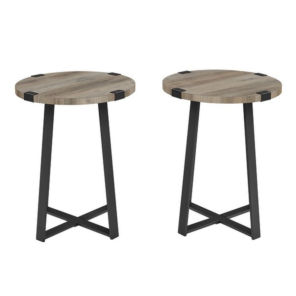 Middlebrook Designs Barnett Round Metal Wrap Side Table - Set of 2