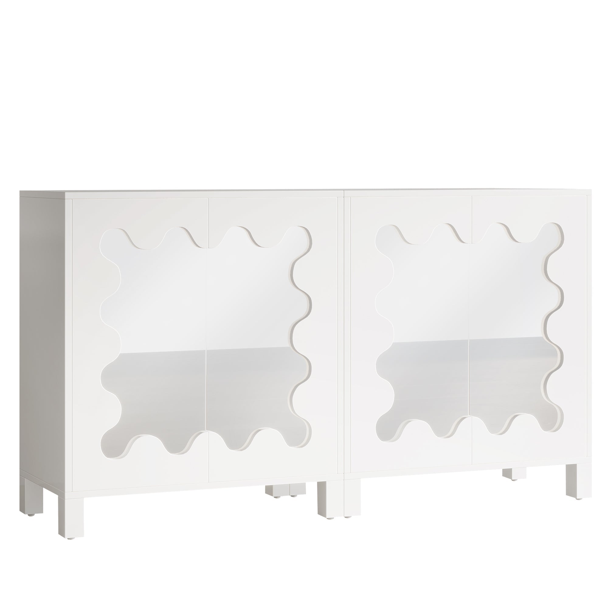 59 Sideboard Buffet, Kitchen Storage Cabinet Console Table with Mirror Doors