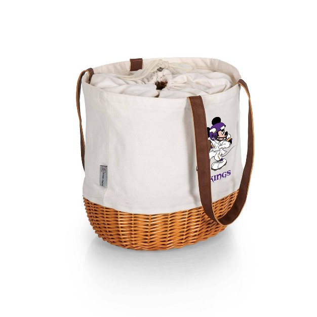 Nfl Minnesota Vikings Mickey Mouse Coronado Canvas And Willow Basket Tote Beige Canvas