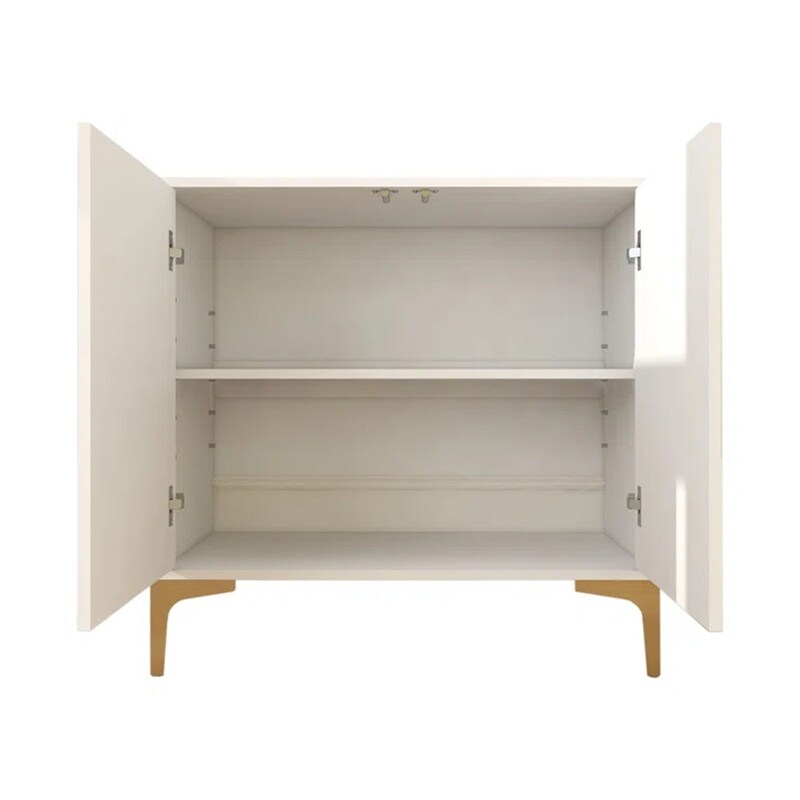 Modern Storage Cabinet with 2 Doors  Sideboard Buffet Cabinet with Gold Metal Legs  Accent Entryway Table