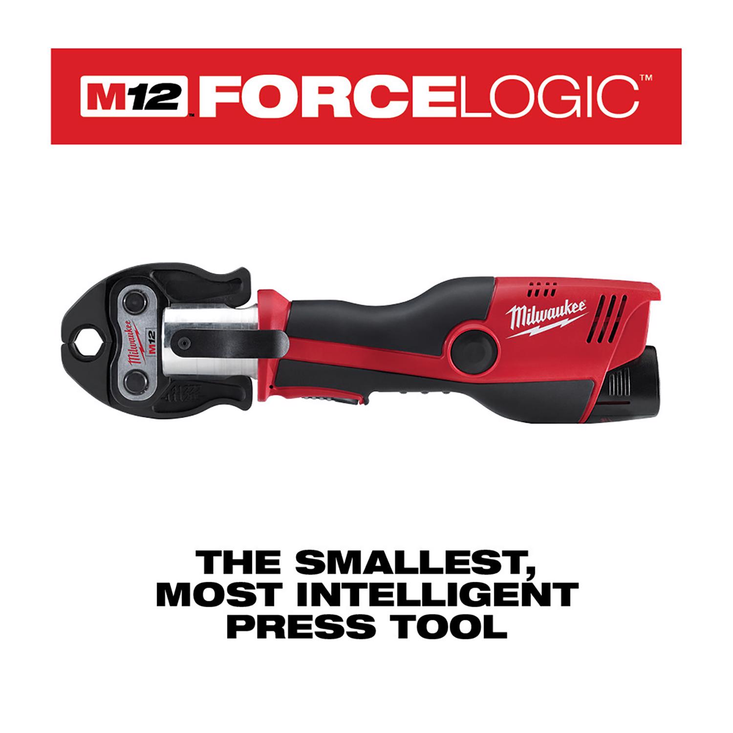 MW M12 Force Logic Cordless Press Tool Kit with Jaws Black/Red 8 pc