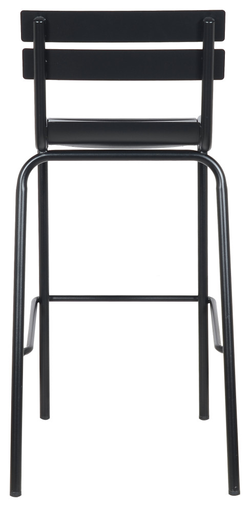 Dana Stackable Outdoor Patio Barstool  Frosted Black  Set of 4   Industrial   Outdoor Bar Stools And Counter Stools   by Taiga Furnishings  Houzz