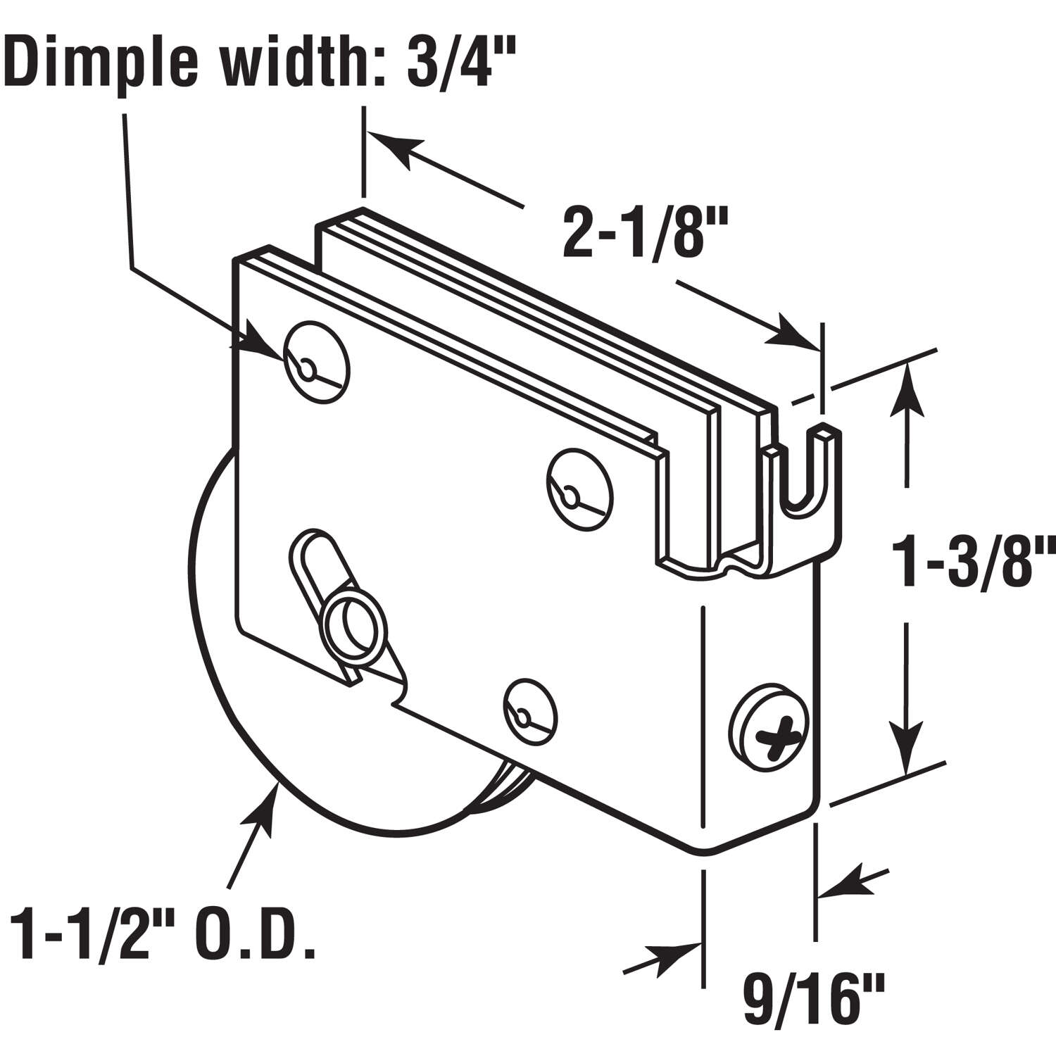 Prime-Line 1-1/2 in. D X 0.56 in. L Nylon/Steel Roller Assembly 1 pk