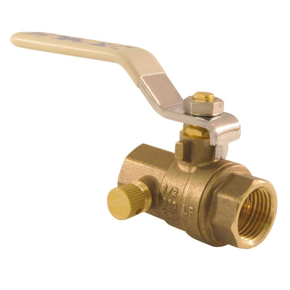 Everbilt 12 in. Brass Ball Valve with Waste NPT Full-Port THD95A303