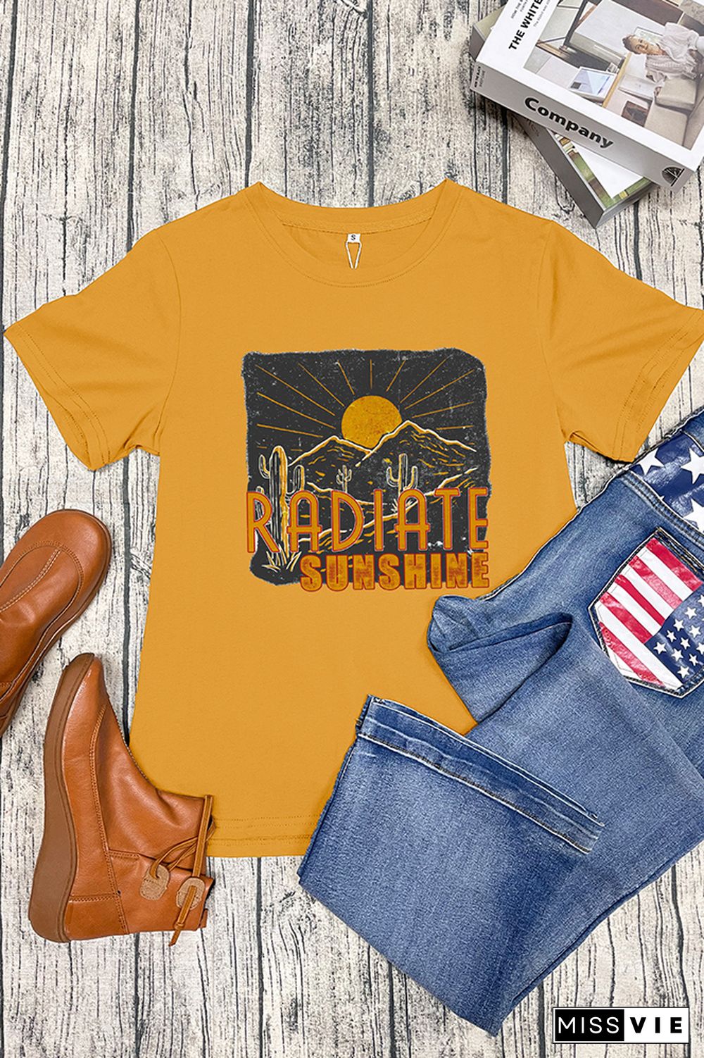 Radiate Sunshine Cactus Desert Graphic Tee Wholesale