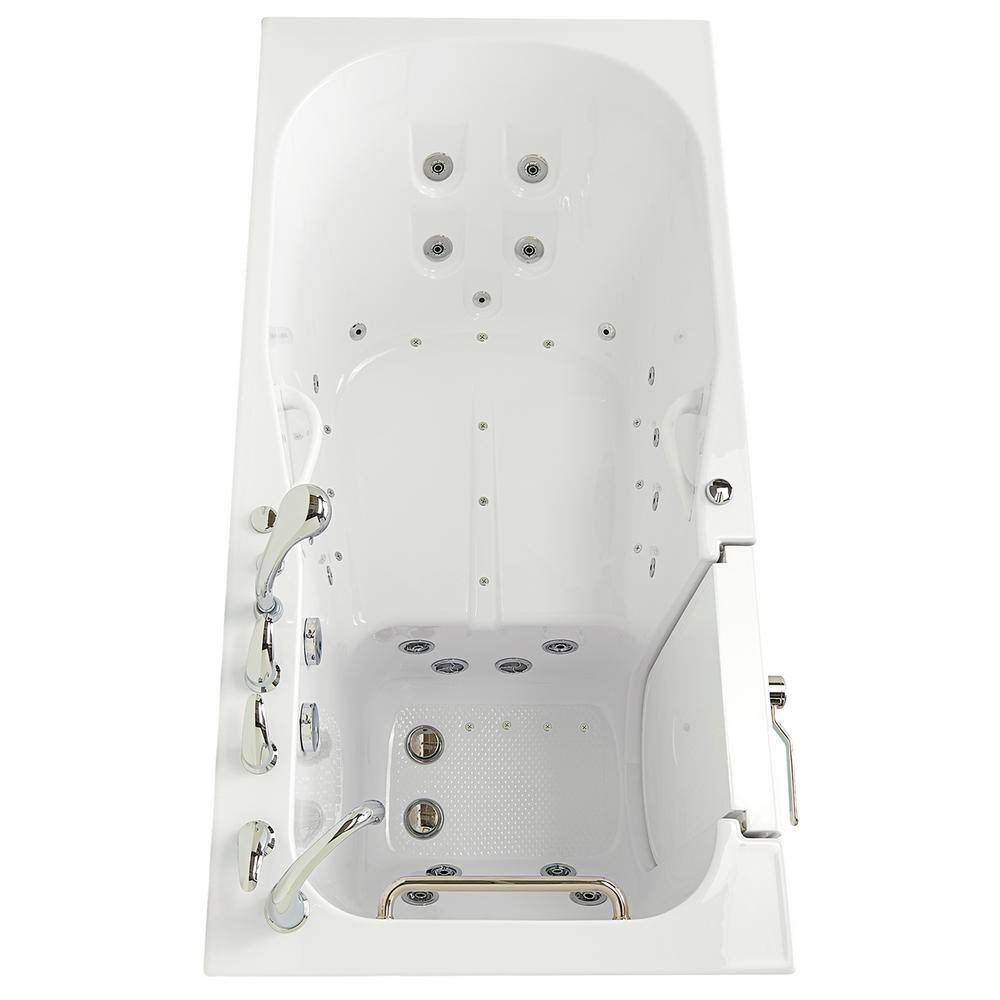 Ella Shak 72 in. x 36 in. Walk-In MicroBubble Whirlpool and Air Bath Bathtub in White Foot Massage Heated Set Dual Drain TMOA3672L5Ph