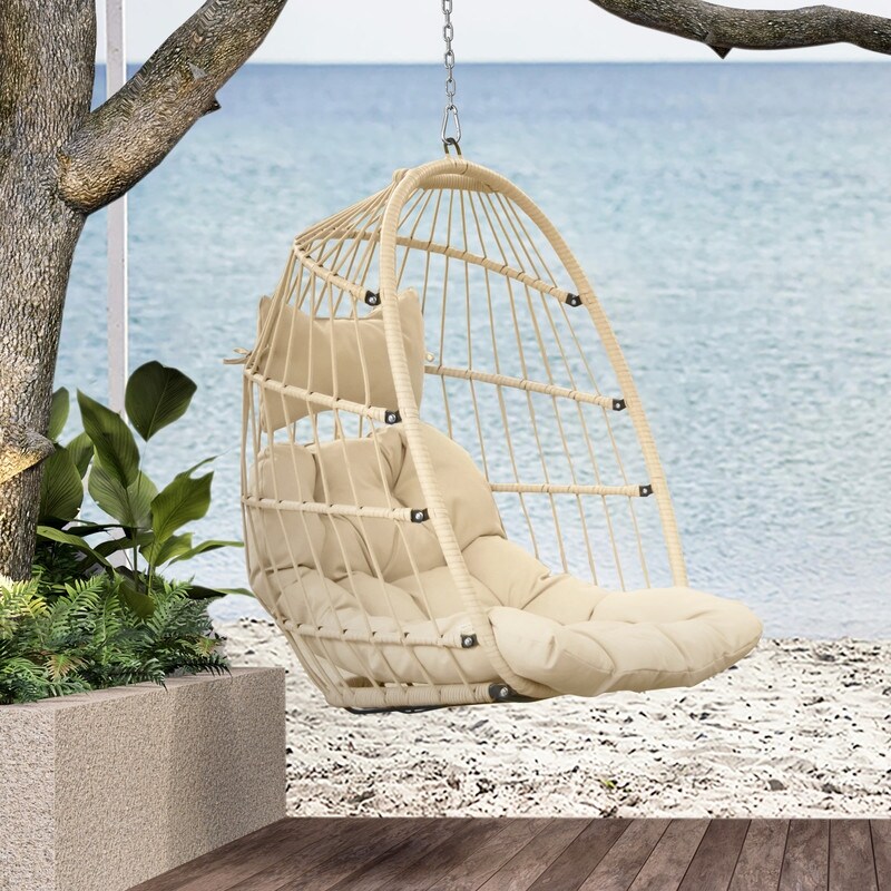 Outdoor Wicker Swing Egg Chair Without Stand