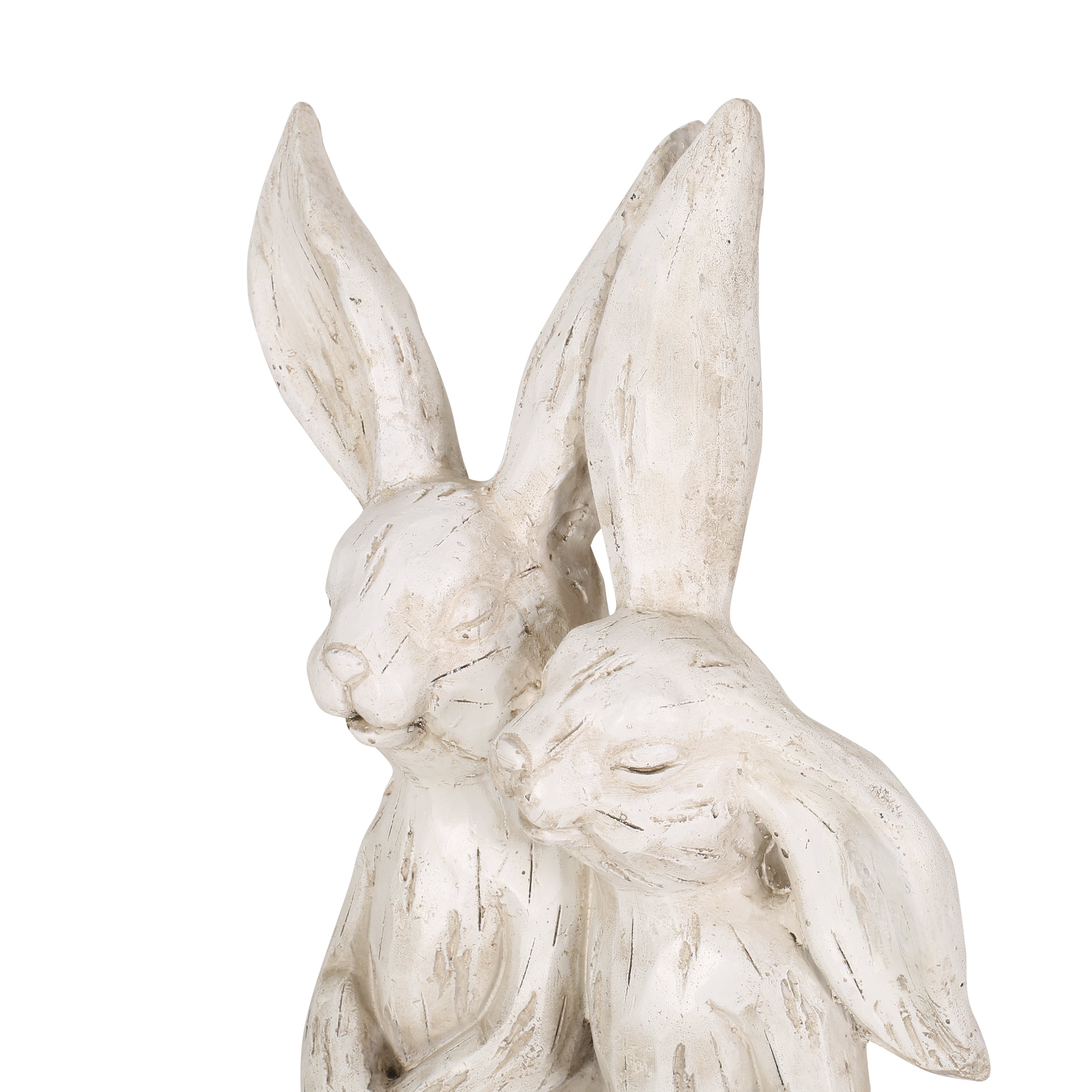 Yantic Outdoor Rabbit Couple Garden Statue, White