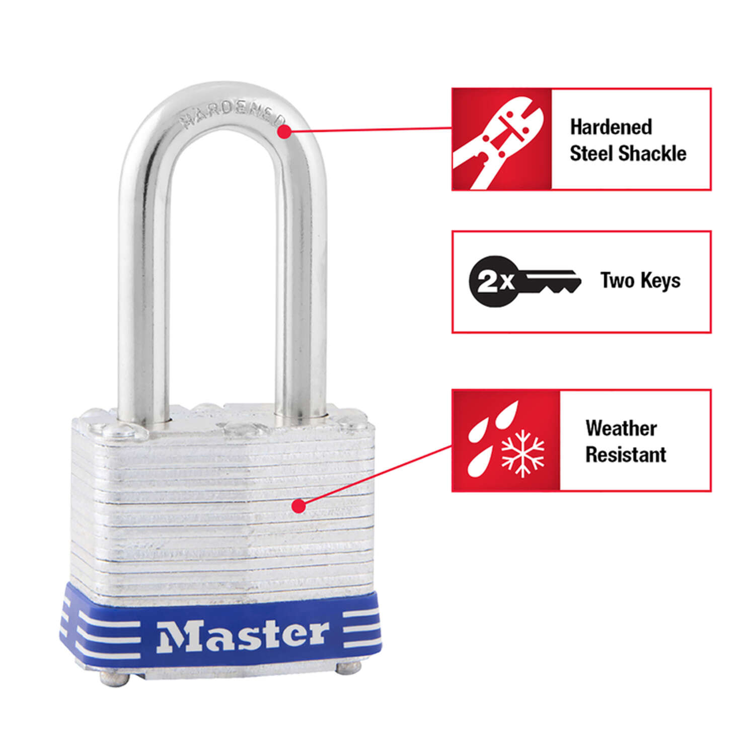 Master Lock 3-3/16 in. H X 1-9/16 in. W Laminated Steel Double Locking Padlock