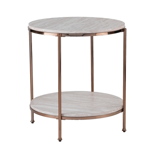 SEI Furniture Henderson Round Faux Marble Side Table