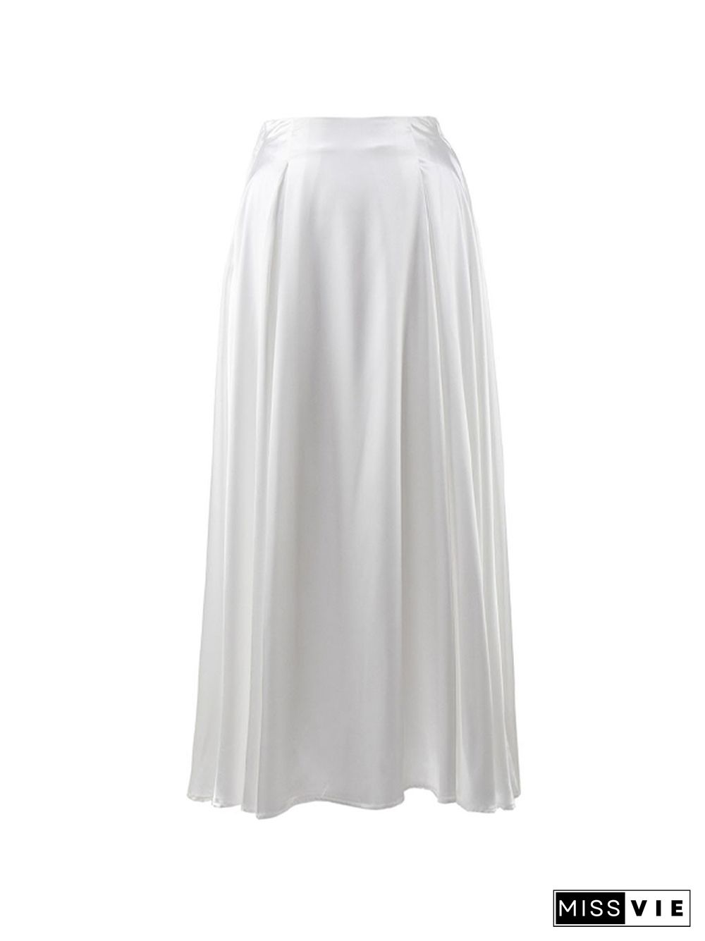 Satin High Rise A-line Midi Skirt