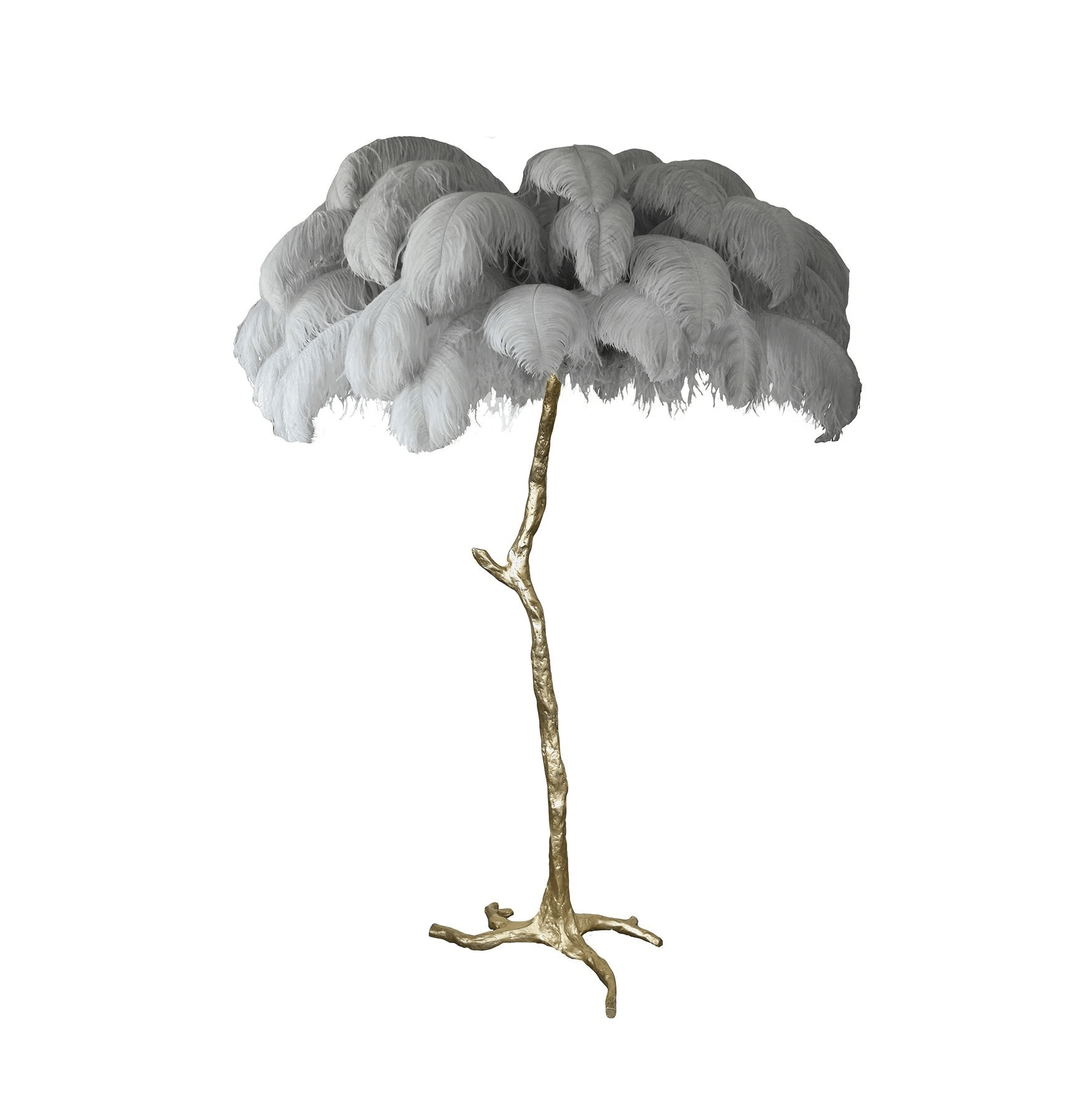 Ostrich Feather Brass Floor Lamp