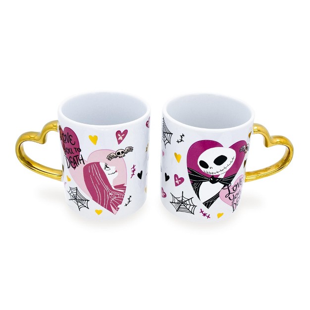 Silver Buffalo Disney Nightmare Before Christmas Jack And Sally Sculpted Handle Ceramic Mug Set