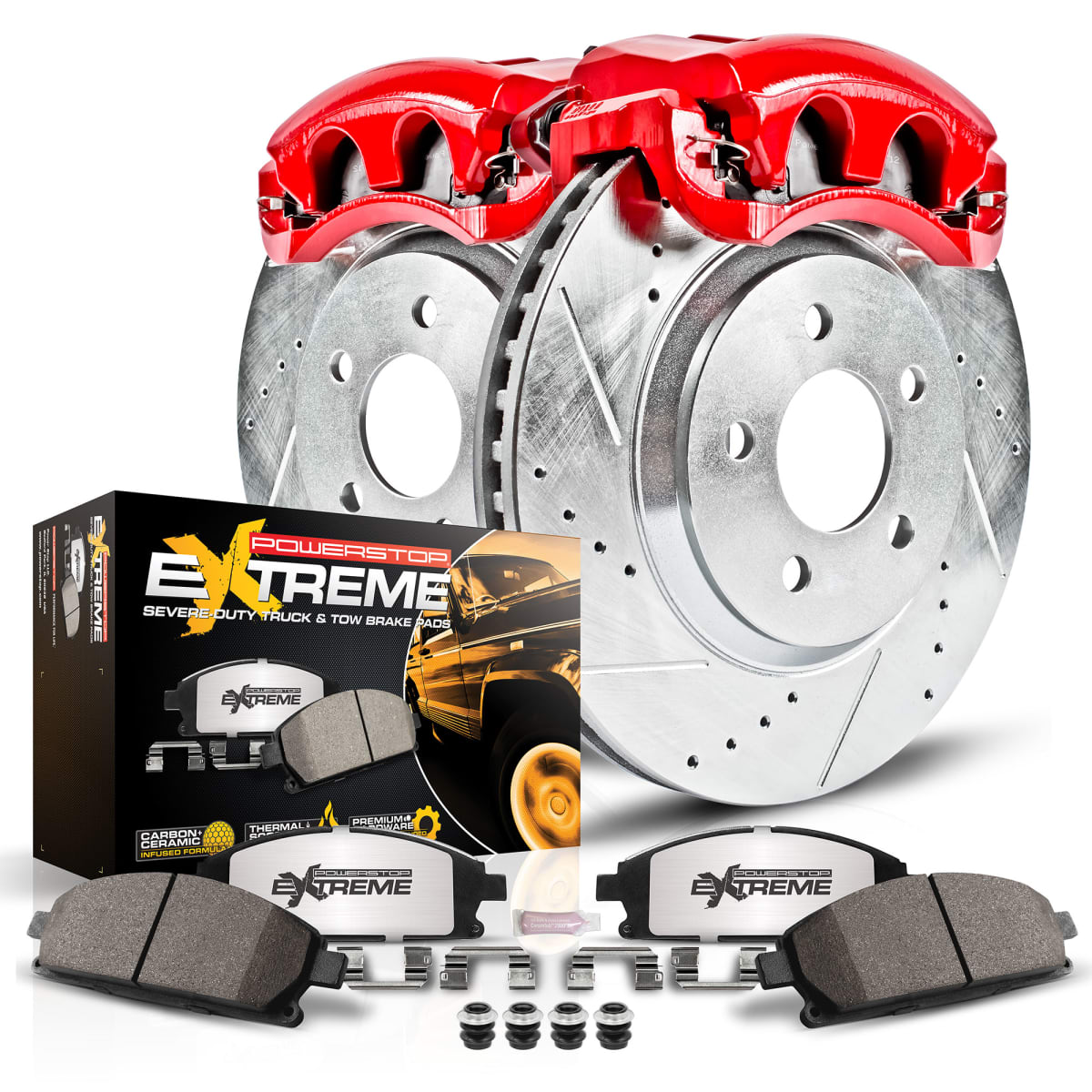 Powerstop 2001 Toyota Tacoma – Front Z36 Z36 Truck Carbon-Fiber Ceramic Brake Pad, Drilled & Slotted Rotor + Calipers