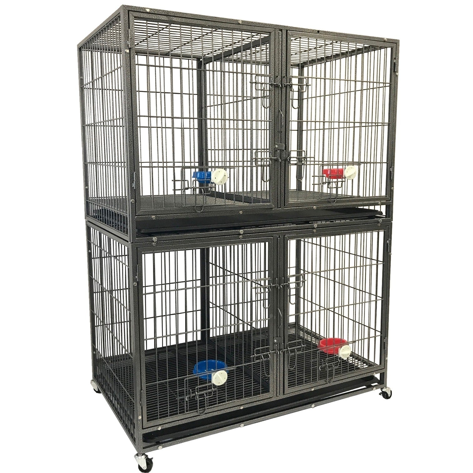 Go Pet Club NY-44 44 in. Heavy Duty Stackable Cat and Dog Crate with Divider and Water Bowls