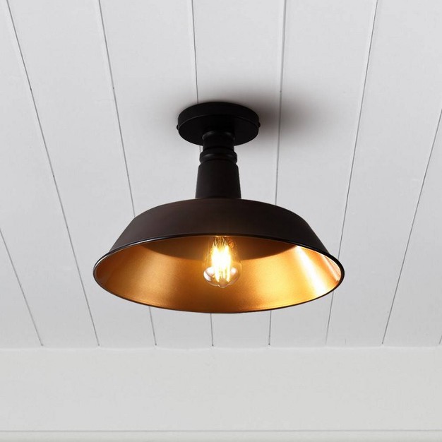 1 light Camila Classic Industrial Indoor outdoor Led Semi Flush Mount Oil Rubbed Bronze copper Jonathan Y